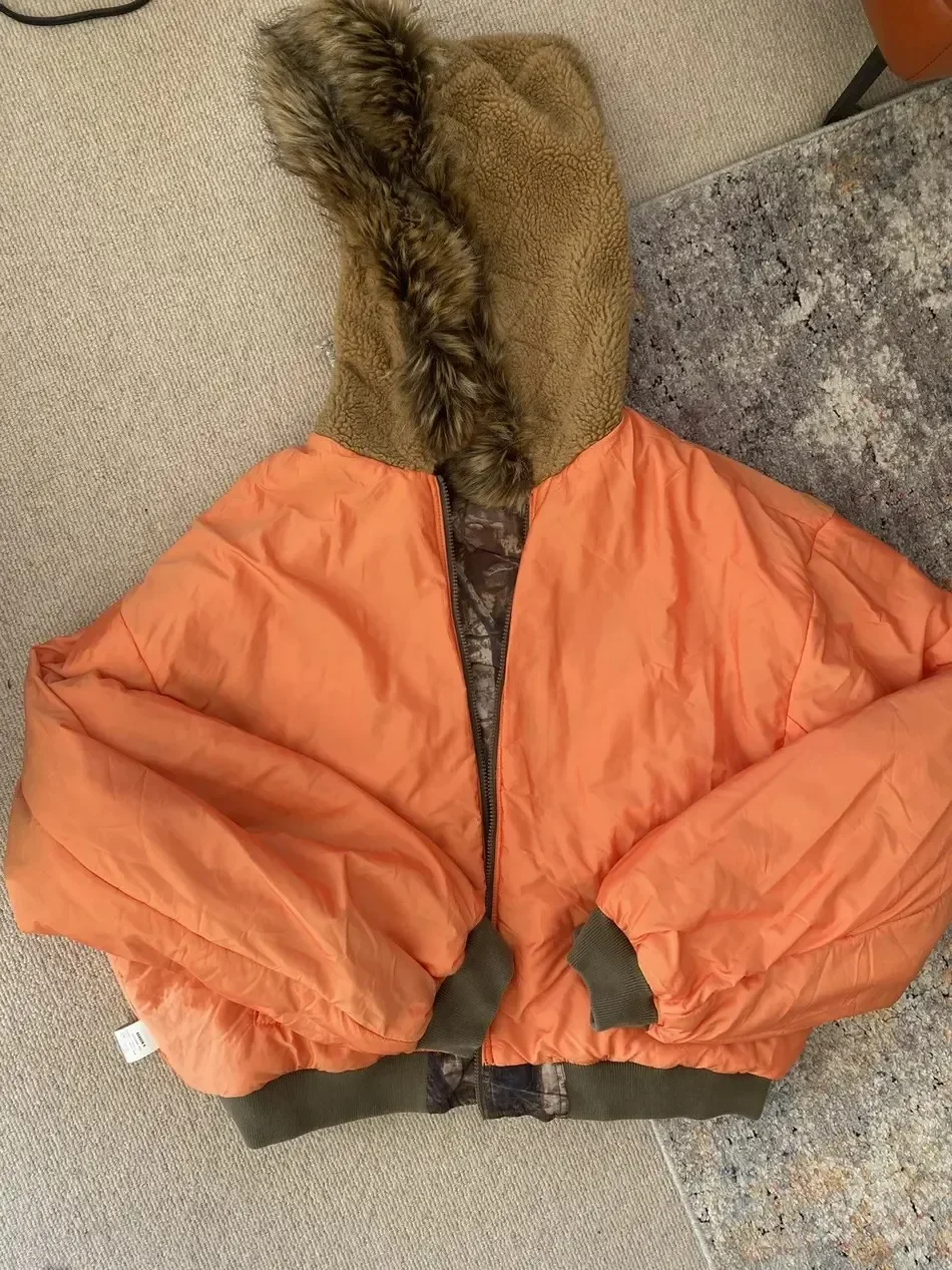 Y2K التمويه أفخم الفراء معطف مقنع موضة الرجال والنساء Harajuku الشرير ليف الجرافيك المتضخم معطف الخريف الشتاء جاكيت زيبرا