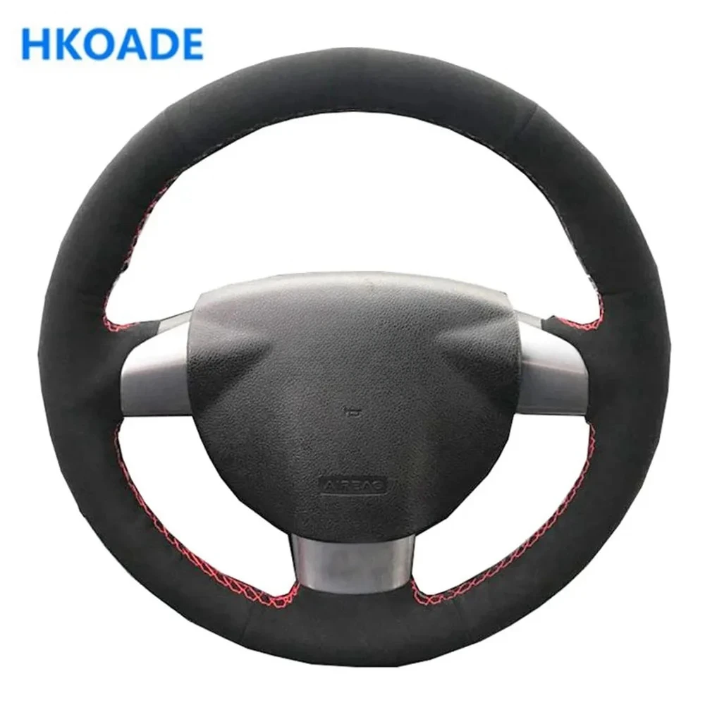 Customize DIY Suede Leather Car Steering Wheel Cover For Ford Focus 2 2005 2006 2007 2008 2009 2010 2011 (3-Spoke) Car Interior