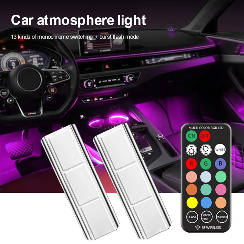 LED Car Floor Decoration Atmosphere Light Environmental Light Colorful With Remote Control Indoor Light Wireless Dropshipping