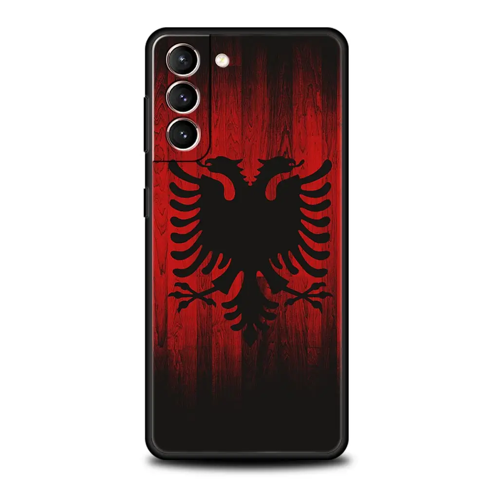 Albania flag Phone Case For Samsung Galaxy S24 S23 Ultra S22 S21 S20 FE 5G S10 S10E S9 Plus S8 Soft Silicone Black Cover Bumper