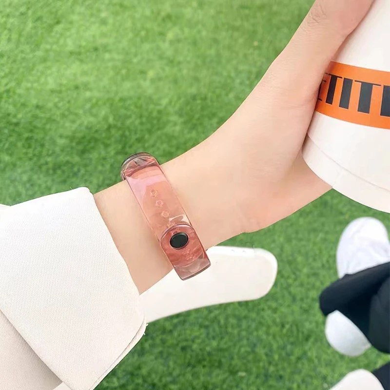 Correia Mudança De Cor Transparente Para Xiaomi Mi Band 8, Pulseira De Silicone De Substituição, Pulseira De Relógio Inteligente