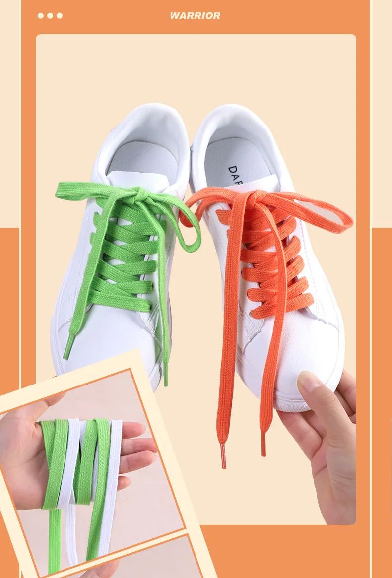 1 Paar flache Schnürsenkel für Sneaker, klassische Schnürsenkel für Sportschuhe aus Canvas, für Damen und Herren, einfarbige, doppelte Baumwoll-Schnürsenkel. – Detail 14