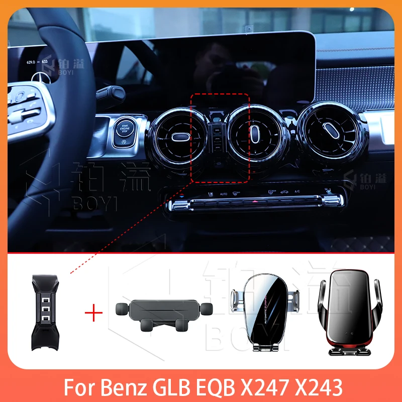 Image of Telefon Holde Auto Für Benz GLB EQB X1247 X243 2020-2023 Mobile Unterstützung Spezielle Feste Halterung Basis Drahtlose ladestation Innen