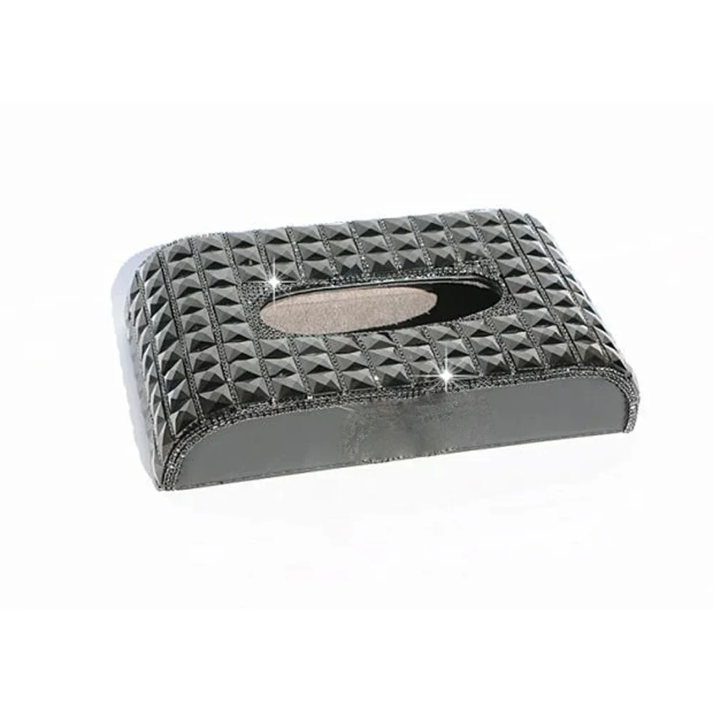 Car Bling Tissue Box Cover Crystal Napkin Holder for Home Car Black Diamond