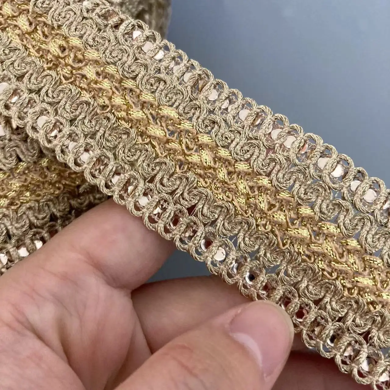 1 Yard 3.6cm Filo d\'oro Lace Trim Nastro Tessitura Stile etnico nazionale Abbigliamento Ricamo Tessuto con paillettes Accessori jacquard