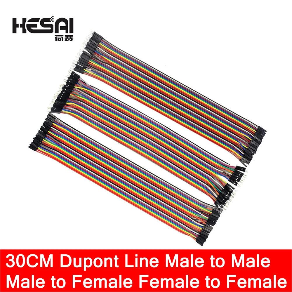 Línea de Cable DuPont macho a macho, Conector de puente macho a hembra, placa de pruebas para Arduino, Kit de bricolaje, 30cm