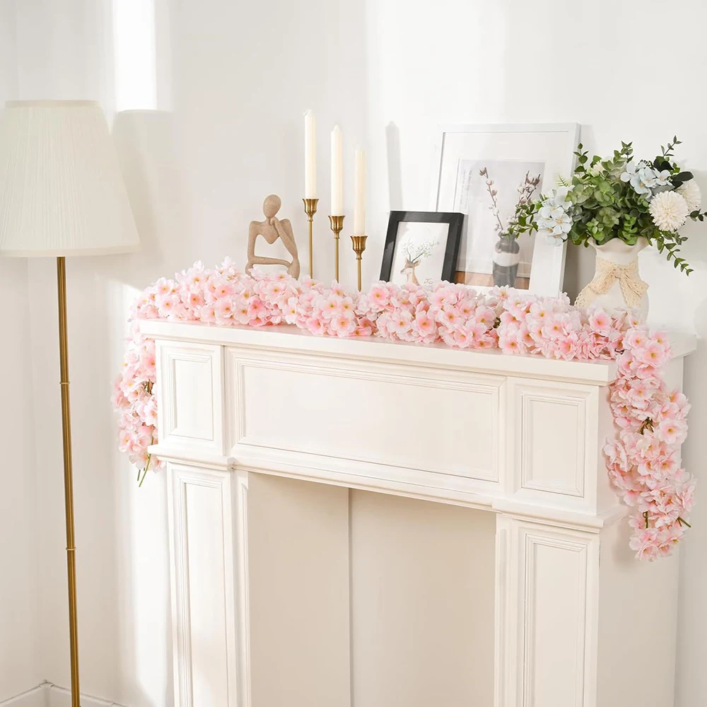 180cm Künstliche Sakura-Blumengirlande, Kirschblüten-Deko für Hochzeit, Garten, Bogen, Hintergrund, Heim und Partydekoration – Detail 16