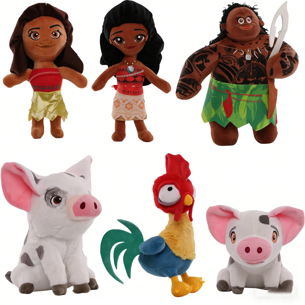 

Moana Figure Plush Toy Maui Heihei Pua Disney Classic Anime Cartoon Character Cute Model Doll Children's Birthday Christmas Gift