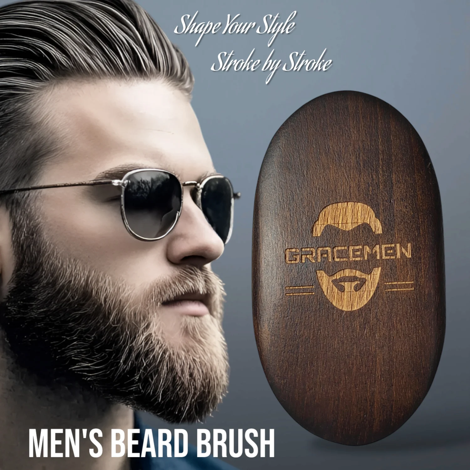 Gracemen Beard Kit - Retro Beard Brush & Dark Wooden Comb & Stainless Steel Scissors Gift Grooming Set for Men With Storage Bag image 18