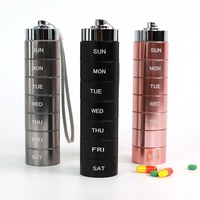 New High Quality Weekly Waterproof 7 Grids Pill Box Portable Aluminum Tablet Storage Case Holder Organizer for Vitamins Medicine