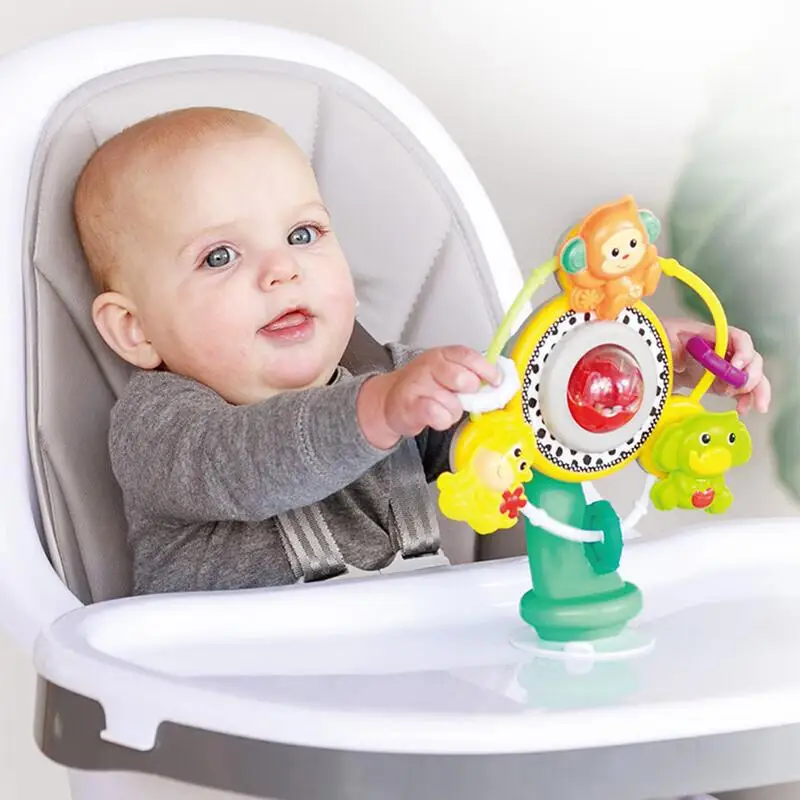 Kids Wheel Toy Colorful Suction Cup Kids High Chair Toy Early Educational Learning Toy Little Ferris Wheel High Chair Toy For