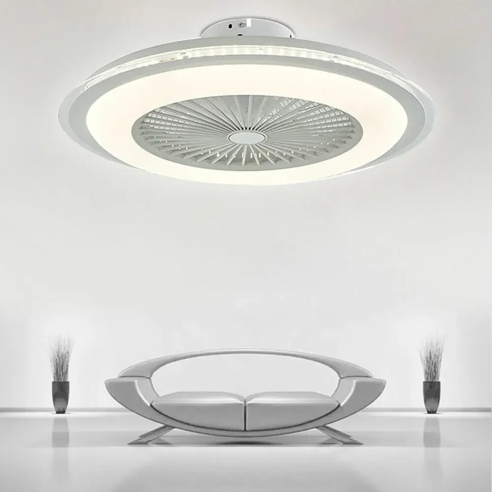 

Ceiling Fan with Light LED 23" Bladeless Dimmable Sealing Fan Remote Lamp Home Decor Chandelier for Living Room Bedroom Houseuse