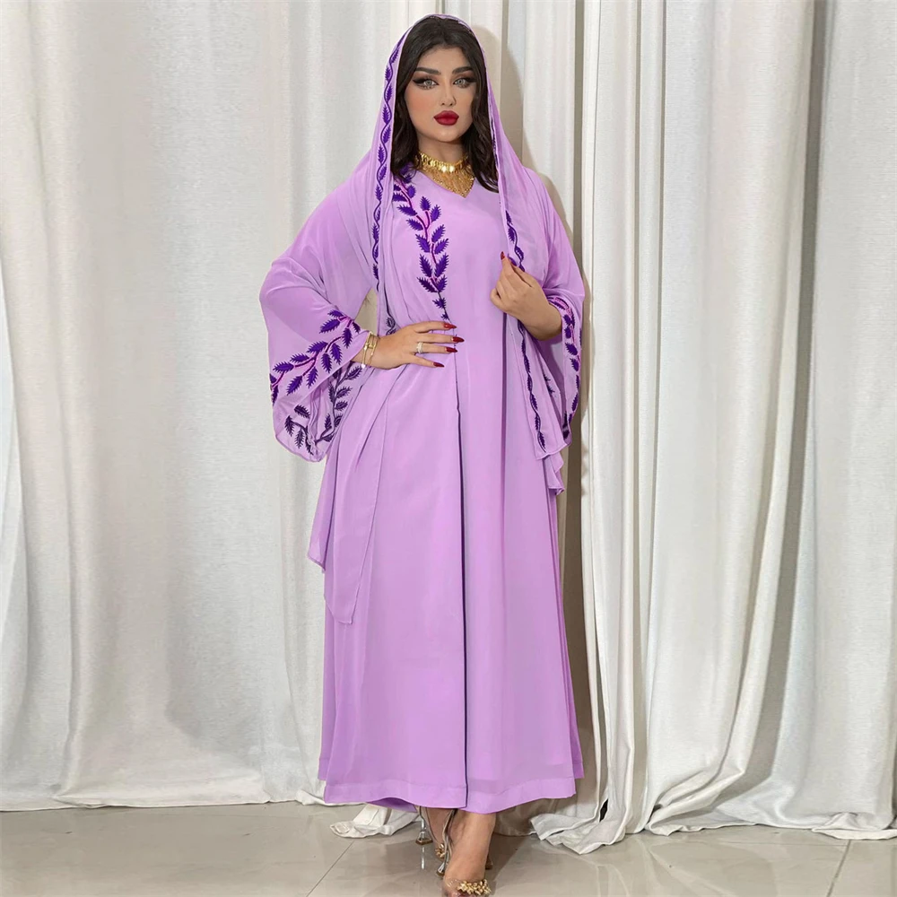 

Chiffon Embroidery Muslim for Abayas Women Long Maxi Dress Turkey Hijab Dubai Islamic Moroccan Arab Kaftan Party Jalabiya Caftan