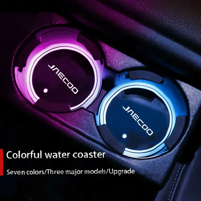 2Pcs Car LED Cup Coaster Car Drink Coaster Cup Slot Light Mat Color Changing Ambient Light For Jaecoo J5 J7 J6 J8 J9