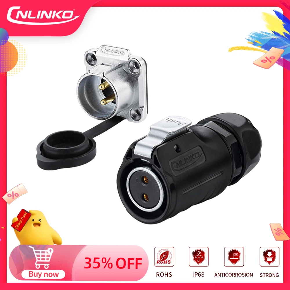 

CNLINKO M20 Waterproof IP68 Aviation Female Plug Male Socket 2/3/4/5/7/9/12 Pin Outdoor Power Quick Connector Panel Mounting