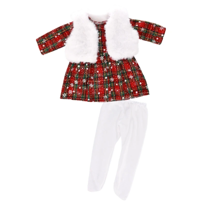 Fashionable Christmas Ensembles for 16 18 Inch Baby Dolls Features Dresses Elegant Hat and Shawl for Seasonal Fun