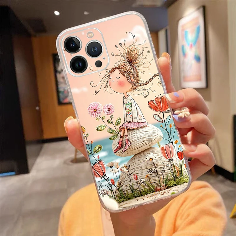 

Lovely Girl Phone Case Carcasa Funda For iPhone 17 Pro Max 17 Air 16 15 14 13 Pro Max 15 16 Pro 15Plus Case