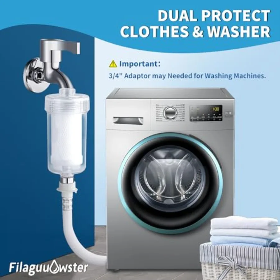 Filtro de Água FA10 para Máquina de Lavar 1 Micron 99,5% Remoção de Cloro e Odor Mídia Filtrante de Carbono+PP Amacia a Pele, Cabelo e Roupas