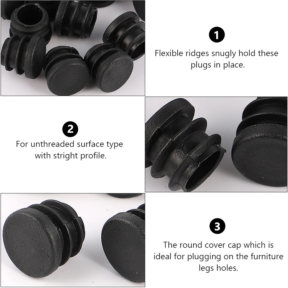 

100pcs 20Mm Round Plastic Furniture Leg Plug End Caps Tube Bungs Dustproof Wear Resistant Durable Floor Protector For Chairs