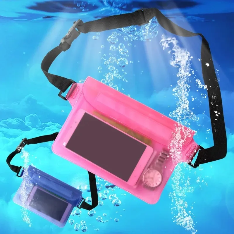 Waterproof Swimming Bag Ski Drift Diving Shoulder Waist Pack Bag Underwater Mobile Phone Bags Case Cover for Beach Boat Sports