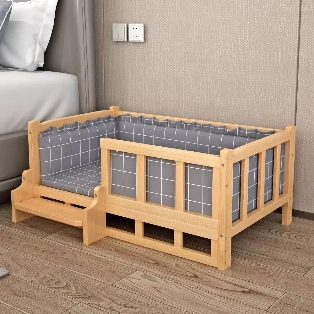 Solid Wood Material Dog Kennel Polished And Smooth Detachable Pet Accessorieseco-Friendly Large Wooden Pet House Solid  Kennel