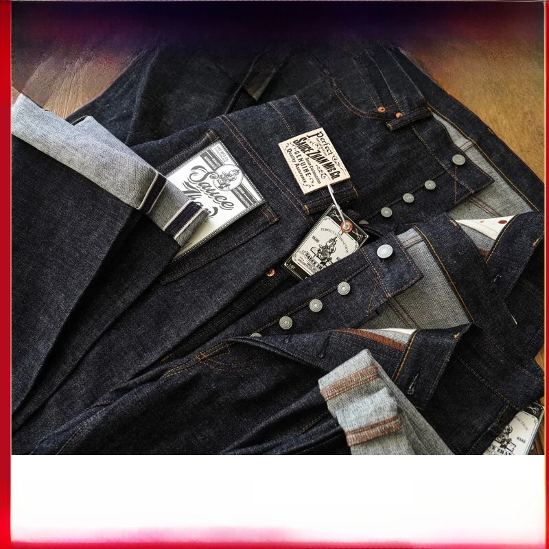 

Loose Straight Leg Men's Jeans 44 War Edition Original Malt Cotton Workwear Khaki High Waist Button Casual All Seasons
