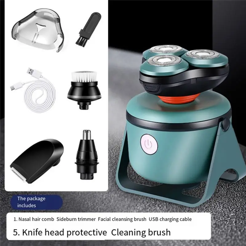 ماكينة حلاقة كهربائية متعددة الوظائف بثلاثة رؤوس قابلة للغسل في الجسم بالكامل، شفرة عائمة للرجال #5