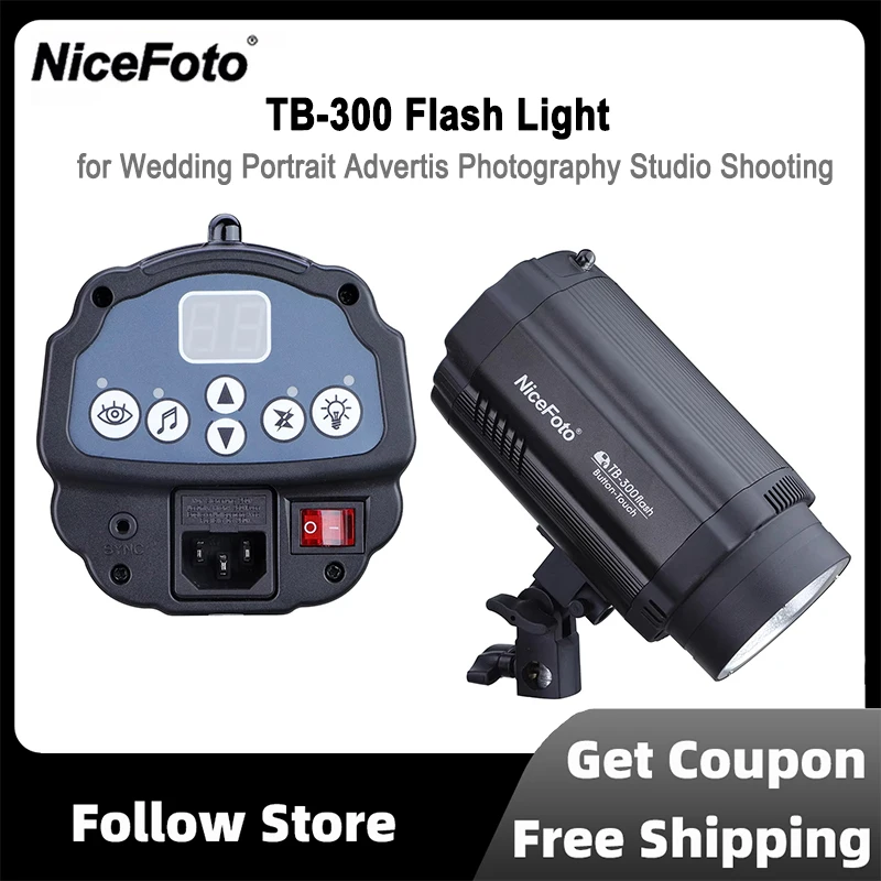 

Nicefoto TB-300 300W GN64 Photography Mini Studio Strobe Photo Flash Light 1000 Times Continuous Flash for Wedding Advertis
