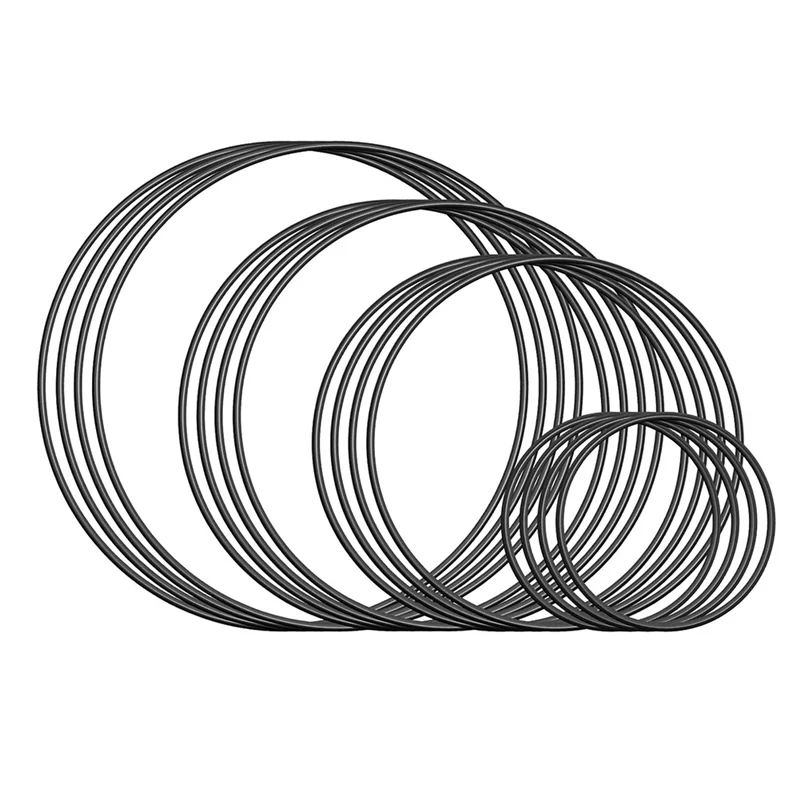 

PZHI-Floral Macrame Hoop For Crafts, 16 Pcs Black Metal Circles For Dream Catcher Rings For DIY Projects