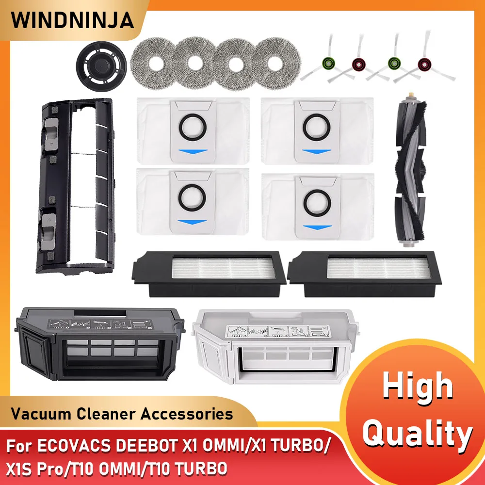 Für Ecovacs Deebot X1 OMNI/TURBO, T10 OMNI/TURBO/X1S PRO Staubbox, Hauptseitenbürste, Hepa-Filter, Mopp Lappen Staubbeutel Mopptücher Teile