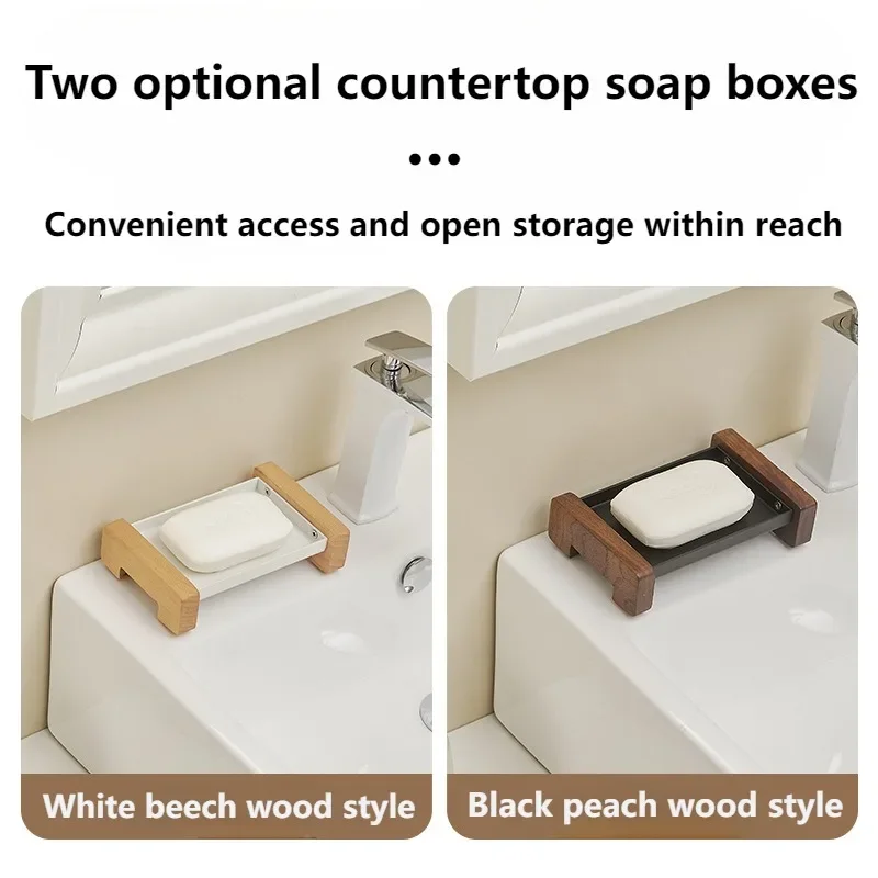 Bathroom Beech wood soap box toilet soap case no punching required soap holder organizer storage  bathroom accessories