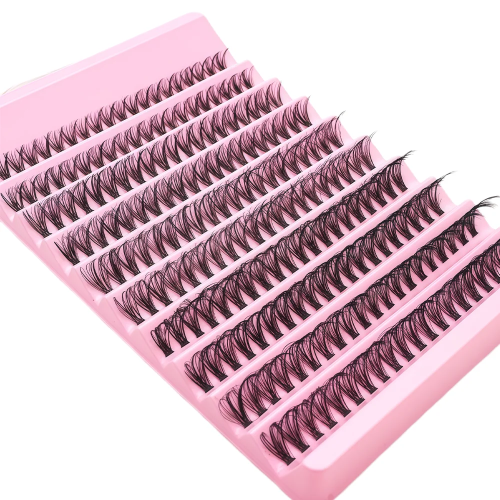 Ciglia a grappolo da 200 pezzi - 10 file di grappole per ciglia voluminose per occhi drammatici, versione adatta ai principianti