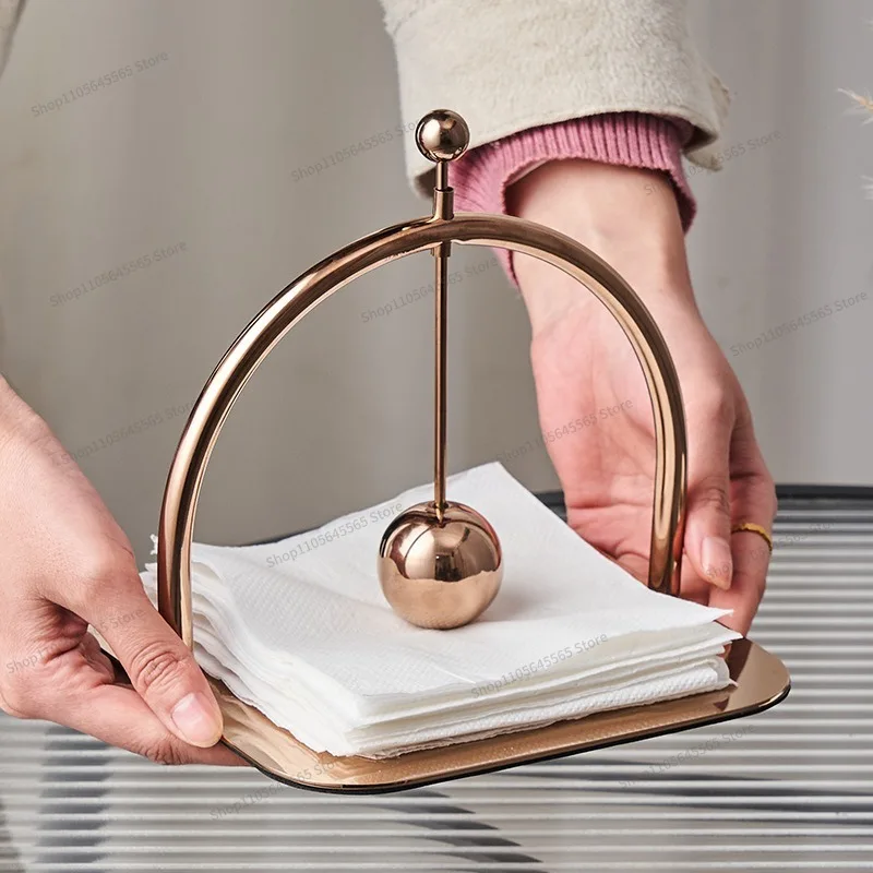 For  Rose Gold Stainless Steel Tissue Holder Square Stand Countertop Simple Napkin Holder