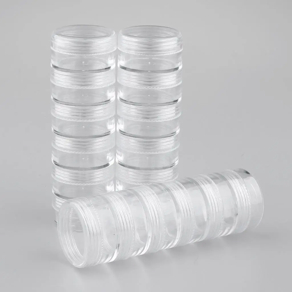 MagiDeal 6 Tiers Empty Stackable Jar 18 Clear Round Containers w/ Screw Lids Multi-Use Storage Container To Storage Eyelash