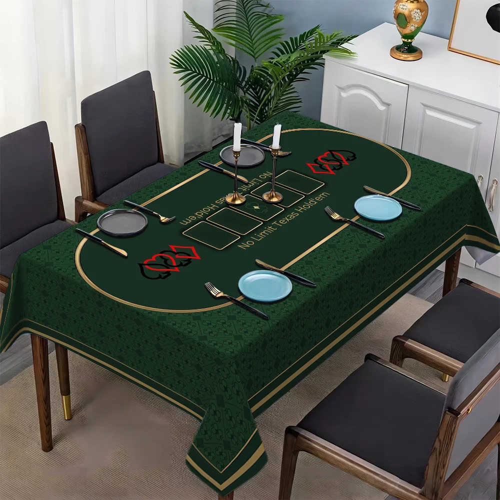 JIT-1PC Luxury Style, Dark Green with Gold, Poker Patterned Table with Simple European Style Designzyc