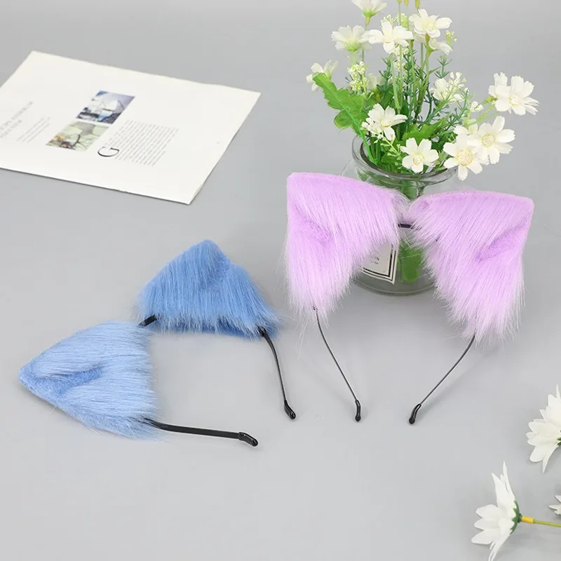 새로운 로리타 동물 고양이 여우 귀 머리 고리 코스프레 가짜 모피 헤어 밴드 소녀 할로윈 애니메이션 머리띠 모자를 쓰고 있죠 헤어 액세서리