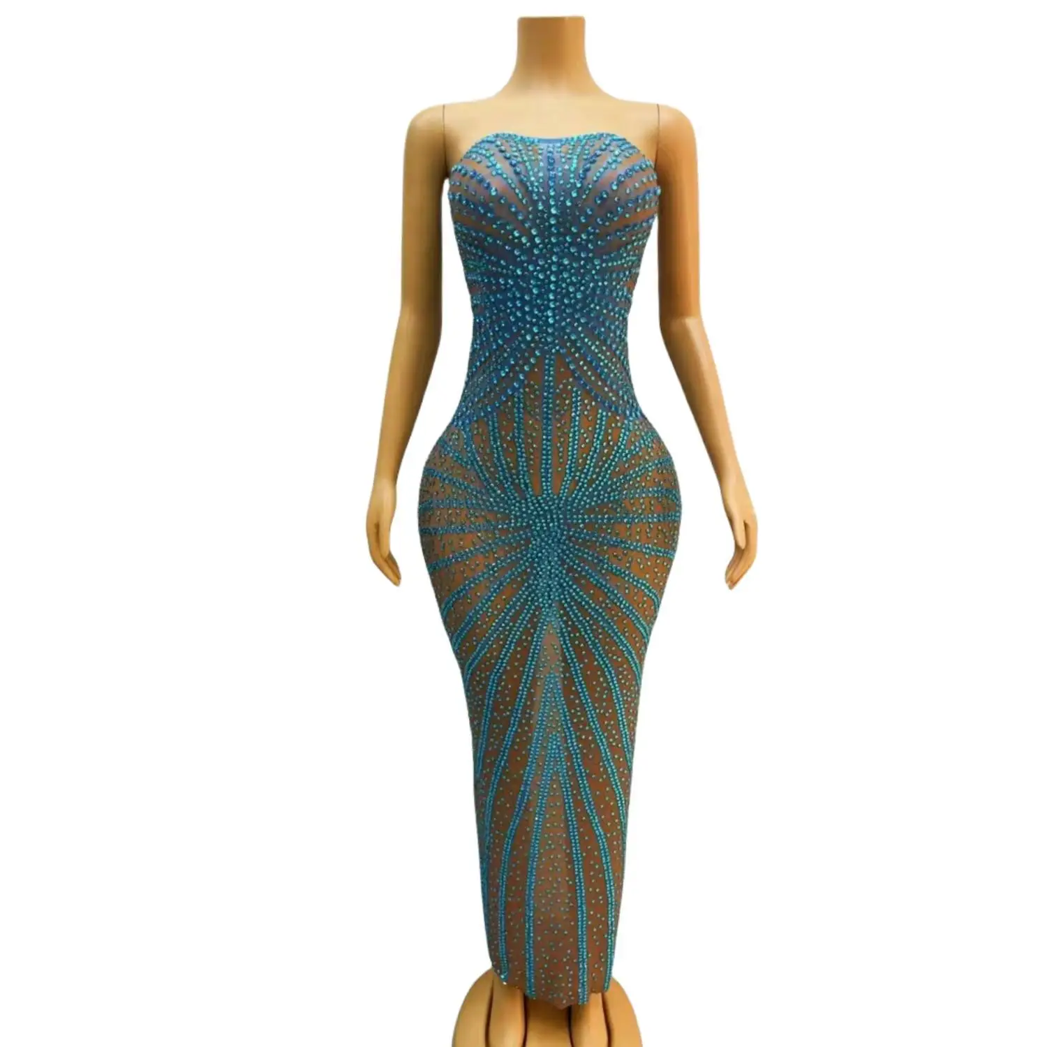 ชุดราตรีหรูหราสำหรับผู้หญิงคุณภาพสูง ประดับคริสตัลและเพชร แขนกุด เหมาะสำหรับงานปาร์ตี้ งานราตรี งานพรอม หรืองานเลี้ยงสังสรรค์ สไตล์เซเลบริตี้ เปิดหลัง