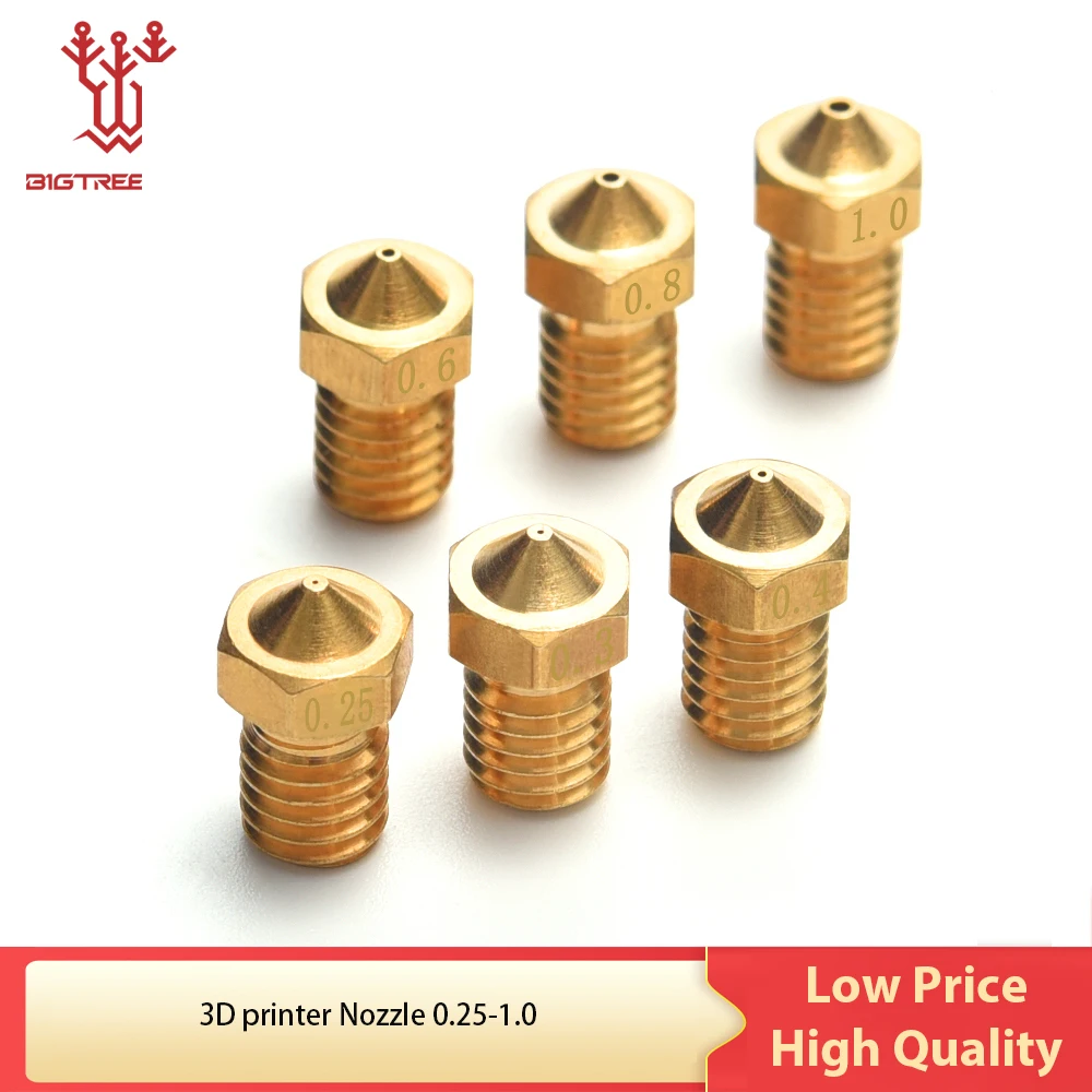 Drukarka 3D BIQU Dysza 3D V6&V5 J-Head M6 mosiężna dysza wytłaczarki 0,2/0,25/0,3/0,4/0,5/0,6/0,8/1,0 mm dla 1,75 mm