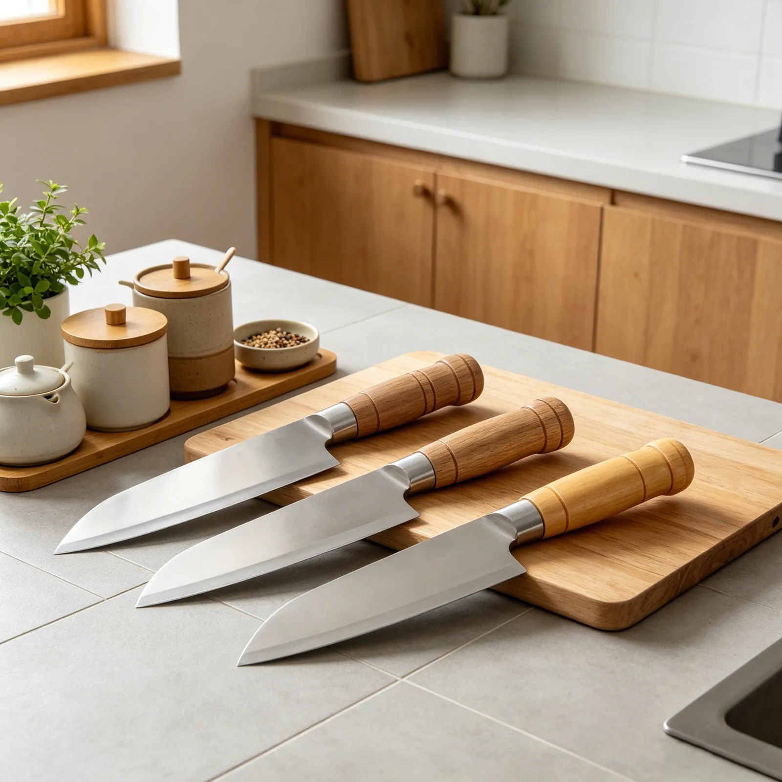 3pcs Wooden Knife Handle Grips Japanese Chef Knife Handles Kitchen Repair Handle Replacement