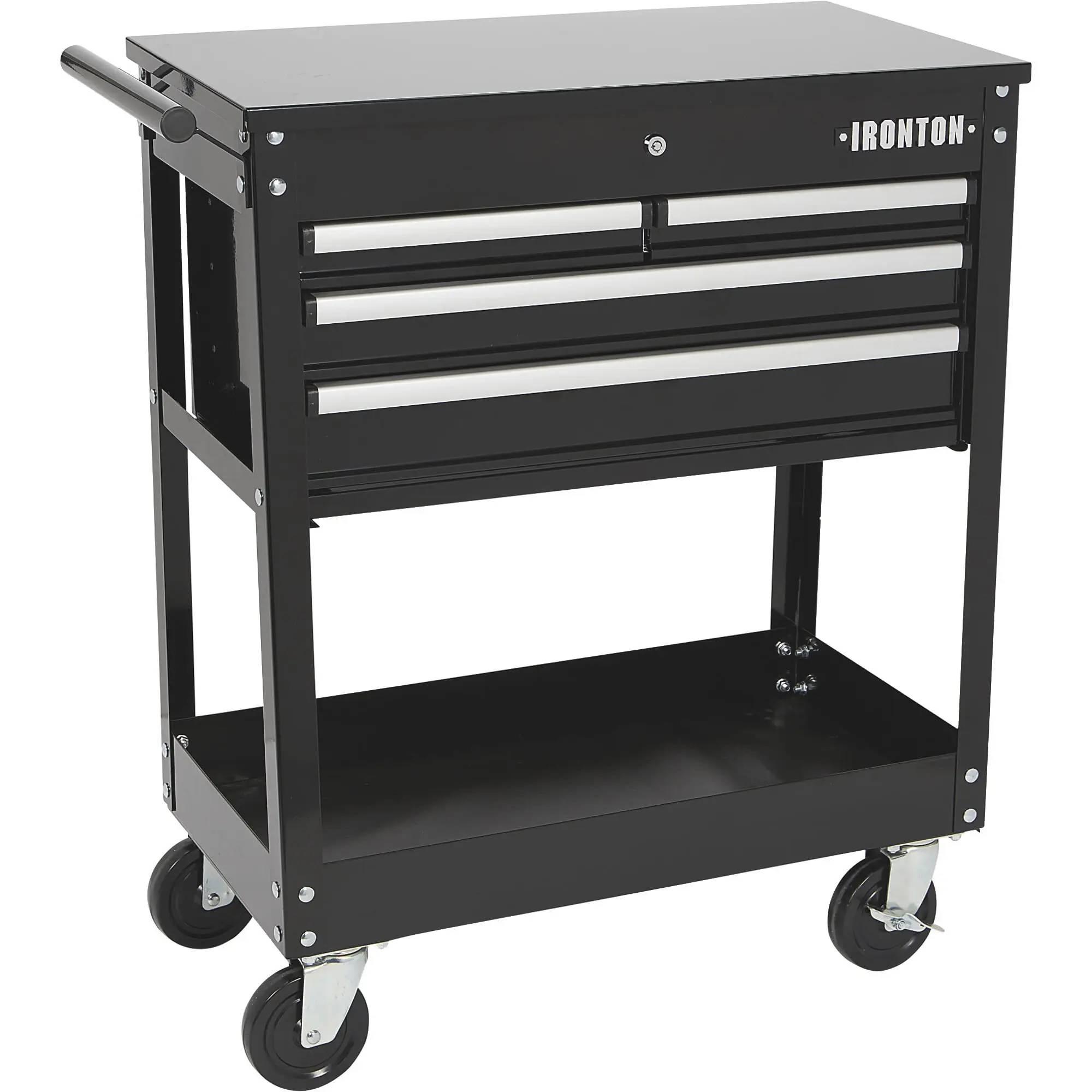 Slide-Top Mobile Tool Chest, 4 Locking Drawers, Powder-Coat