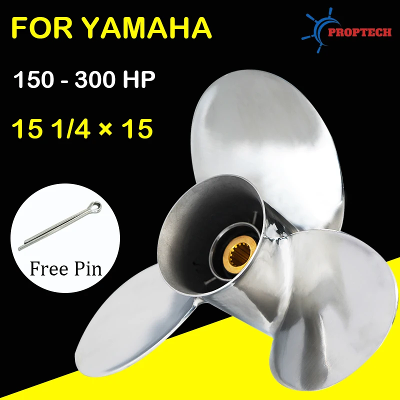 

For Yamaha Stainless Steel Outboard Propeller 15 1/4*15 3 Blade 15 Spline 150 175 200 220 225 250 300HP Ship Motor