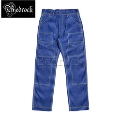 Underground Dyed Blue Striped Overalls Pure Cotton Slim Straight Trousers Wear-resistant Canvas Cargo Pants Vintage Buckle Back