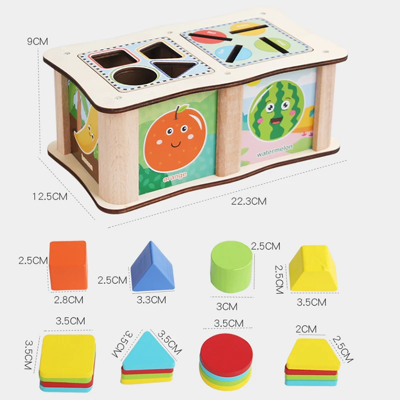 몬테소리 색상 모양 정렬 상자 나무 장난감 색상 모양 정렬 장난감 유치원 조기 학습 교육 장난감 어린이를위한 선물