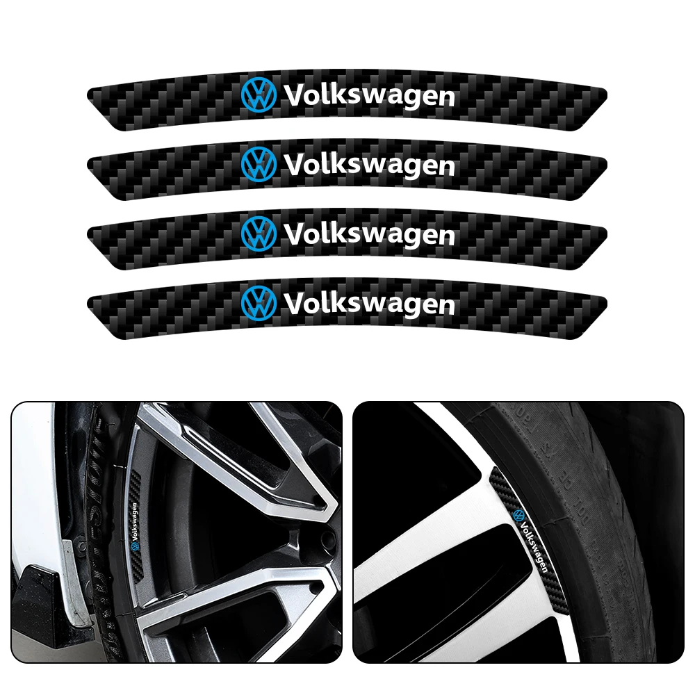 4/8/20pcs Carbon Fiber Car Wheel Rim Stickers Vinyl Decoration Decal For Volkswagen VW Golf Polo Passat Jetta RLINE GTI Tiguan R