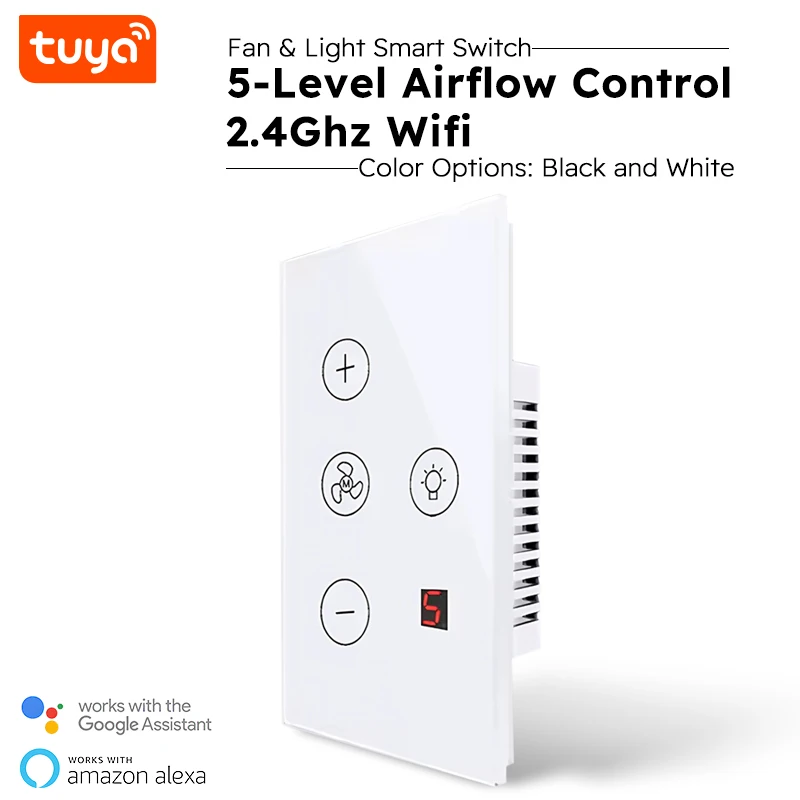 Tuya Wifi Fan Ceiling Fan Smart Switch 5-level Control Module Dual-Mode Reset Voice Switch Controller For Alexa Google Home