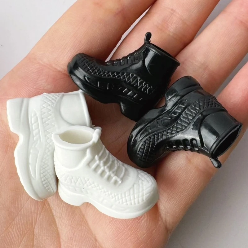 For 1/12 YMY2.0 Plastic Black/ White Boots Shoes For SNAIL SHELL Molly OB11 BJD NAGI For OB11 Doll Accessories