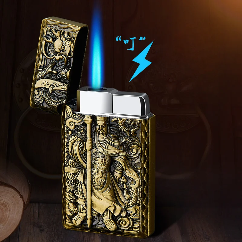 

Business Steel Sound Flint Gas Lighter Metal Windproof Butane Jet Torch Lighter Cigar Cigarette Accessories Classic Men's Gift