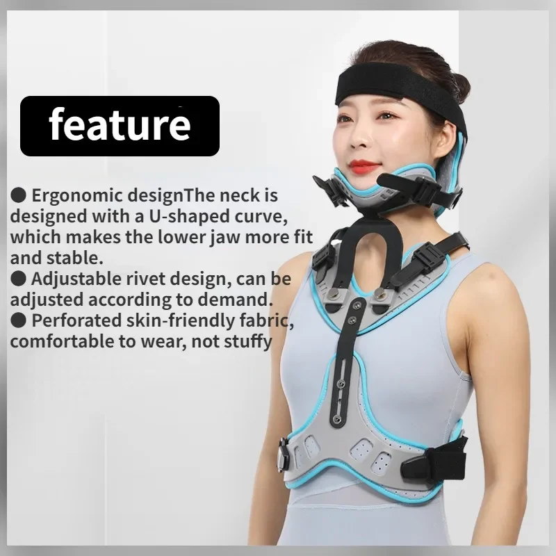 Medical Adjustable Head Neck Chest Fracture Fixation Support Rehabilitation Braces Lightweight Cervical Spine Injury Orthosis