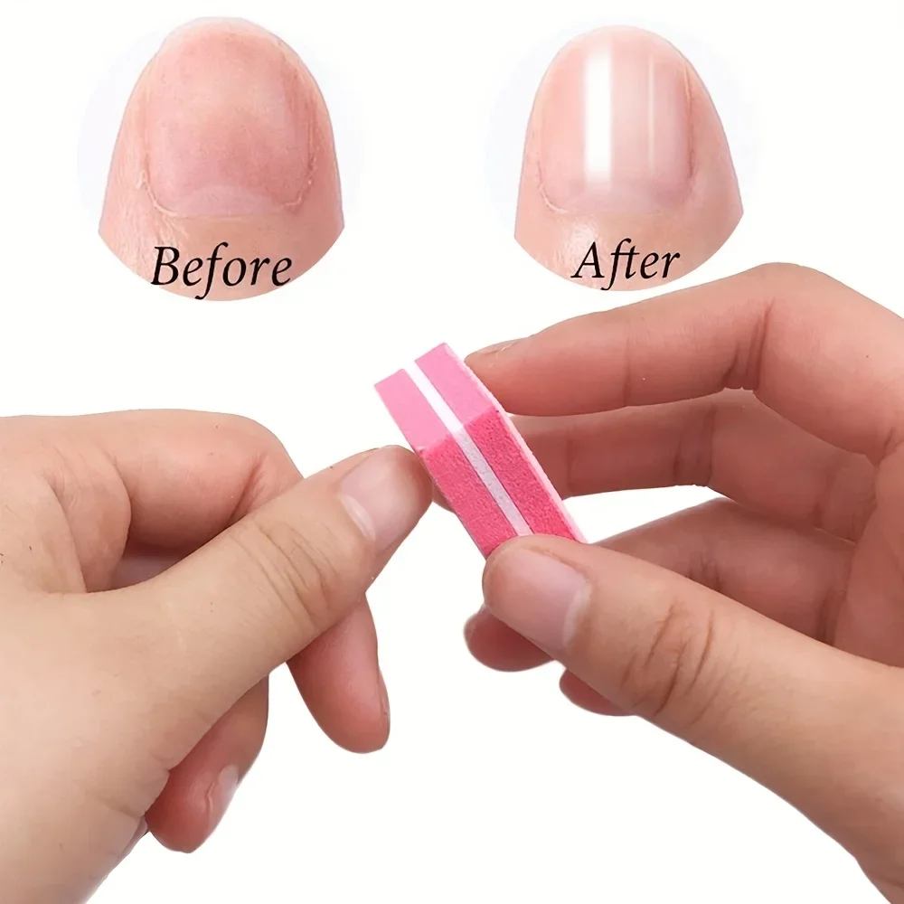 Nail Art Kit Essentials] 30pcs Pink Nail Art Kit - Disposable Mini Nail File, Buffer Pad & Stick Set for DIY Jewelry Poli