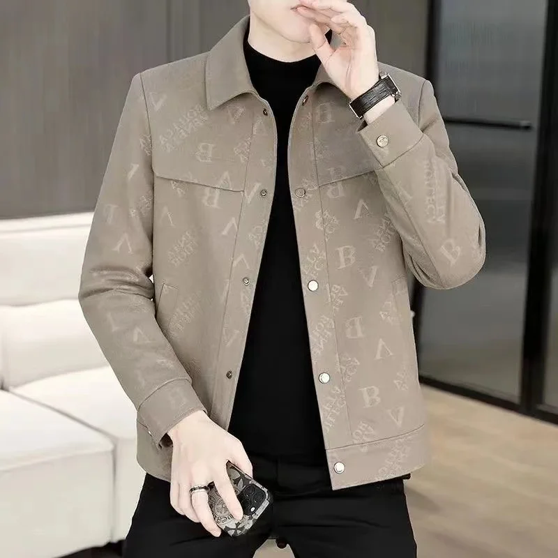 

Мужская повседневная куртка с принтом на весну-осень 2026 года, высококачественная, с воротником, универсальная, модная верхняя одежда из полиэфирного волокна